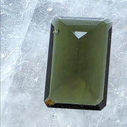 Faceted Emerald Cut Moldavite Stone, Chlum, 3.05g