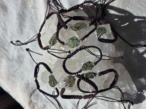 Moldavite Cord Bracelet, 1.2g