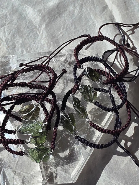 Moldavite Cord Bracelet, 1.2g