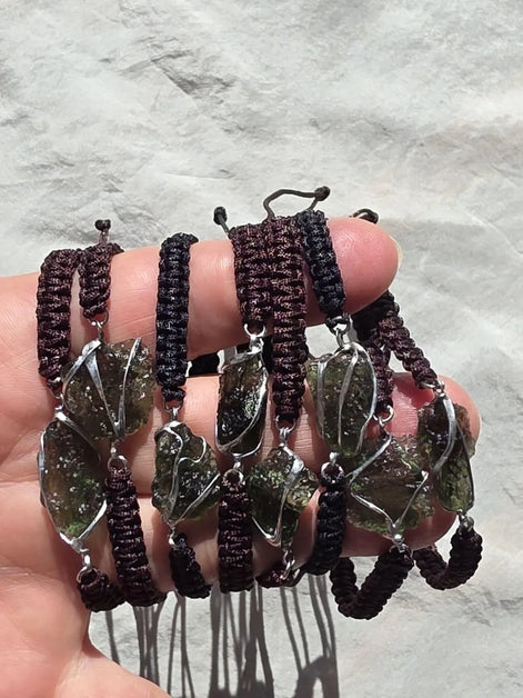 Moldavite Cord Bracelet, 1.2g