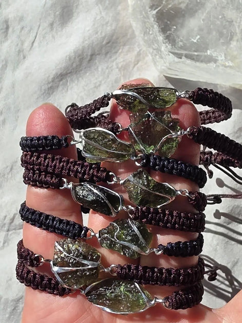 Moldavite Cord Bracelet, 1.2g