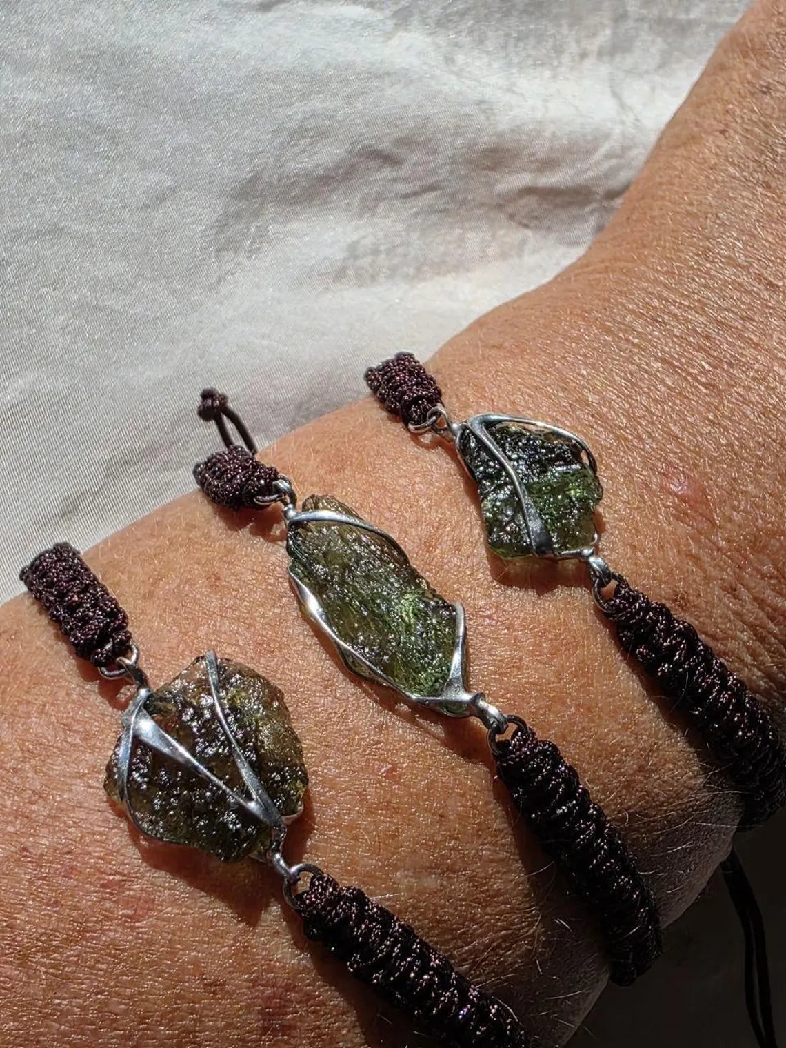 Moldavite Cord Bracelet, 1.2g