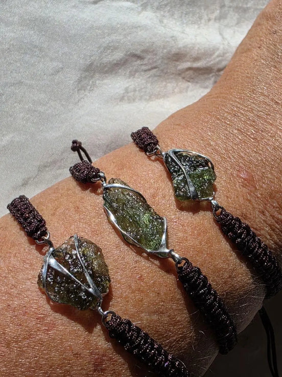 Moldavite Cord Bracelet, 1.2g