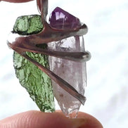Harmony Pendant Moldavite & Amethyst, Nesměň, 0.95g