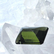 Faceted Emerald Cut Moldavite Stone, Chlum, 3.05g