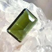 Faceted Emerald Cut Moldavite Stone, Chlum, 3.05g