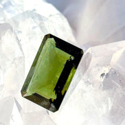 Faceted Emerald Cut Moldavite Stone, Chlum, 3.05g