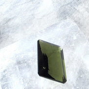 Faceted Emerald Cut Moldavite Stone, Chlum, 3.05g
