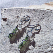 Raw Moldavite & Herkimer Diamond Earrings, Chlum, 0.80g