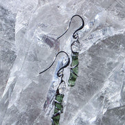 Raw Moldavite & Herkimer Diamond Earrings, Chlum, 0.80g