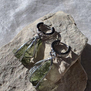 Raw Moldavite Earrings, Chlum, 1.77g