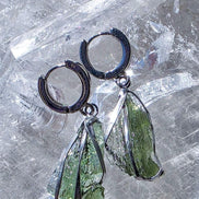 Raw Moldavite Earrings, Chlum, 1.77g