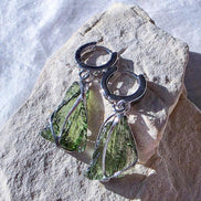 Raw Moldavite Earrings, Chlum, 1.77g
