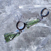 Raw Moldavite Earrings, Chlum, 1.77g