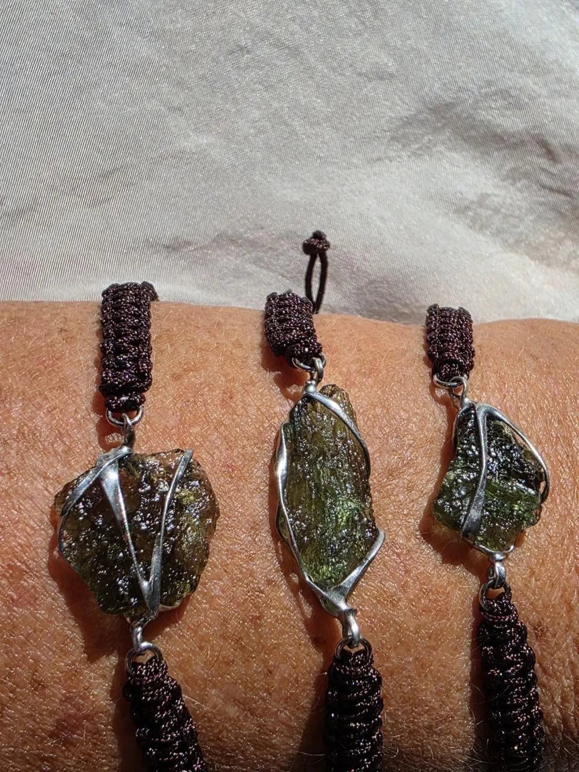 Moldavite Cord Bracelet, 1.2g