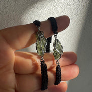 Authentic Moldavite Braided Cord Bracelet, Chlum, 1g