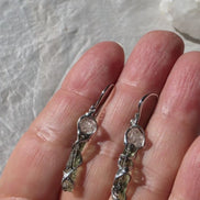 Raw Moldavite & Herkimer Diamond Earrings, Chlum, 0.80g