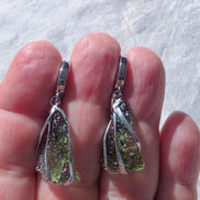 Raw Moldavite Earrings, Chlum, 1.77g