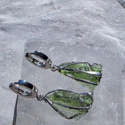 Raw Moldavite Earrings, Chlum, 1.77g