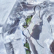 Raw Moldavite Stick Earrings, Chlum, 2g