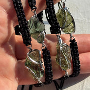 Authentic Moldavite Braided Cord Bracelet, Chlum, 1g
