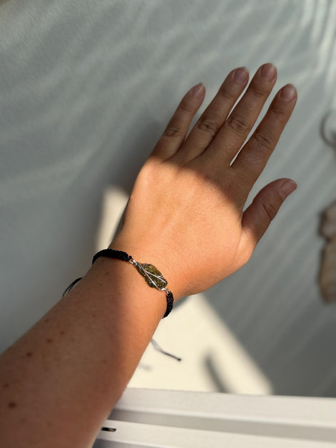 Authentic Moldavite Braided Cord Bracelet, Chlum, 1g