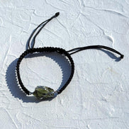 Authentic Moldavite Braided Cord Bracelet, Chlum, 1g