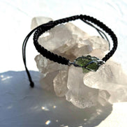 Authentic Moldavite Braided Cord Bracelet, Chlum, 1g