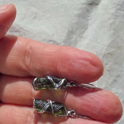 Raw Moldavite Stick Earrings, Chlum, 2g