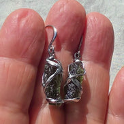 Raw Moldavite Stick Earrings, Chlum, 2g