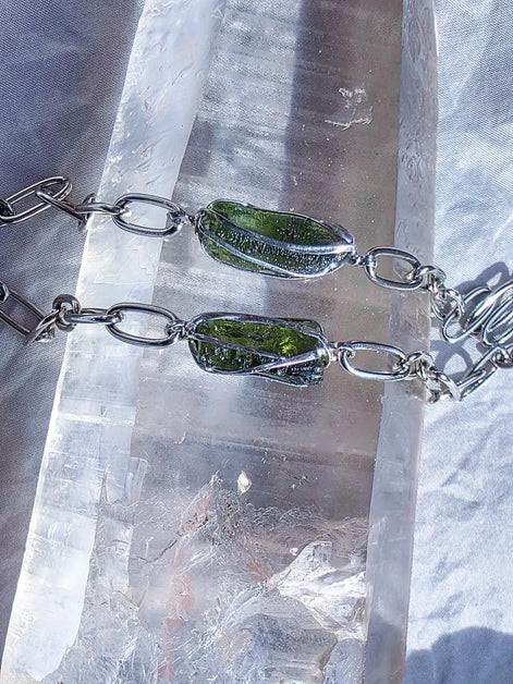 Natural Moldavite Bracelet, Chlum, 1g