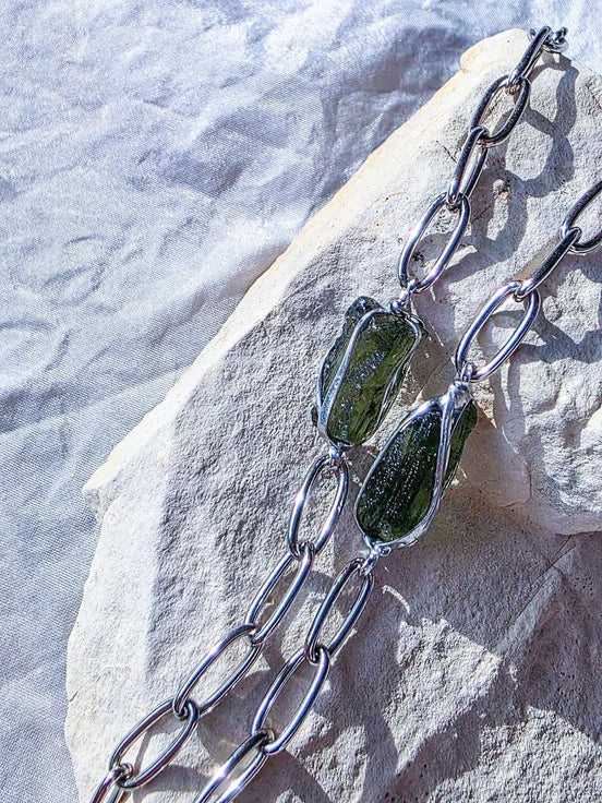 Natural Moldavite Bracelet, Chlum, 1g