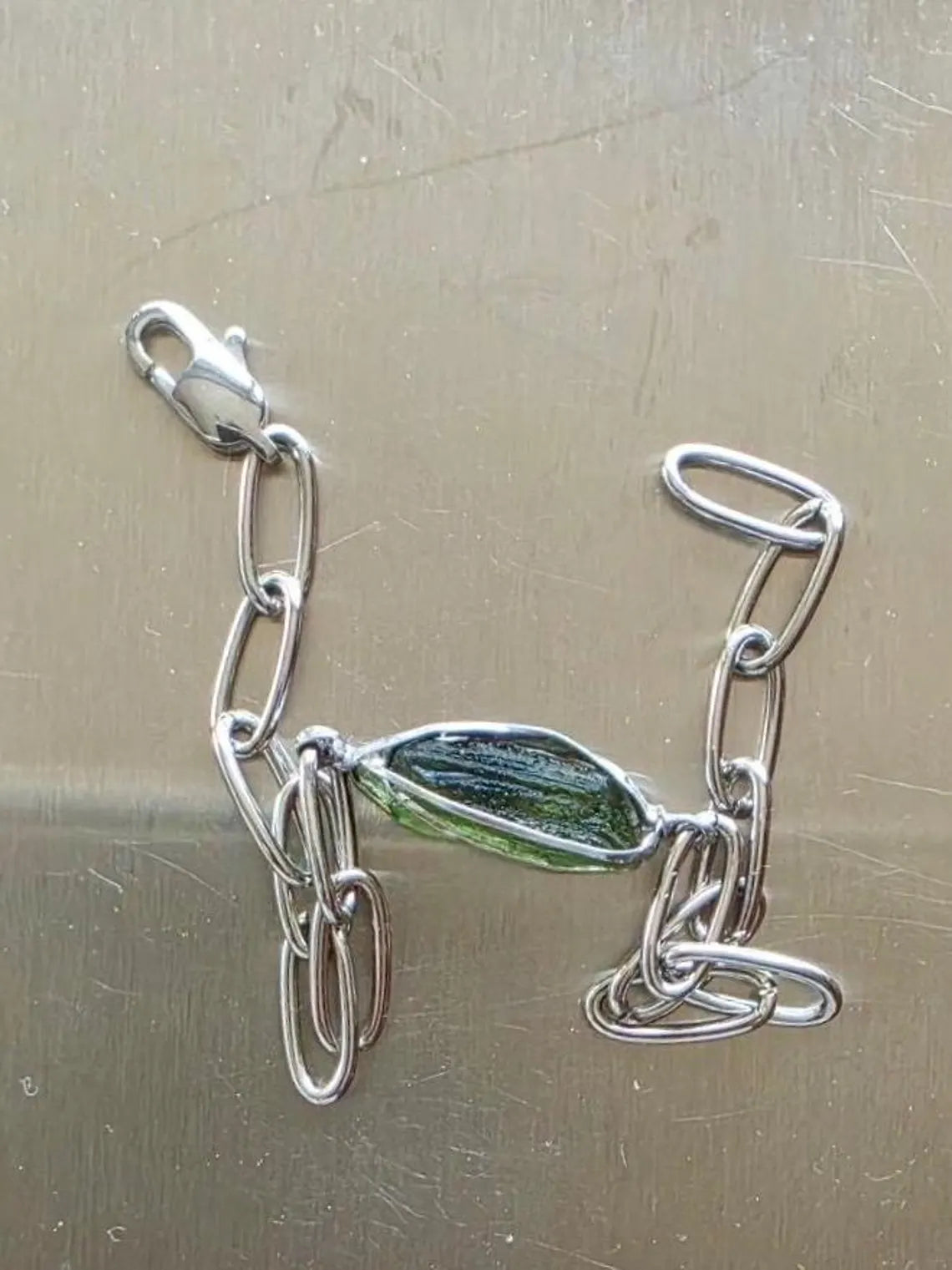 Natural Moldavite Bracelet, Chlum, 1g