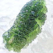 Large 20.74g pure green Moldavite from Nesměň les, Czech Republic with natural deep spiked sculpting