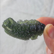 Large 20.74g pure green Moldavite from Nesměň les, Czech Republic with natural deep spiked sculpting