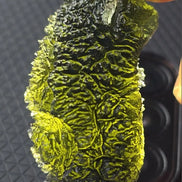 Large 20.74g pure green Moldavite from Nesměň les, Czech Republic with natural deep spiked sculpting