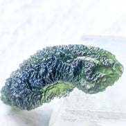 Large 20.74g pure green Moldavite from Nesměň les, Czech Republic with natural deep spiked sculpting