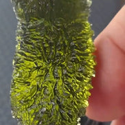 Large 20.74g pure green Moldavite from Nesměň les, Czech Republic with natural deep spiked sculpting