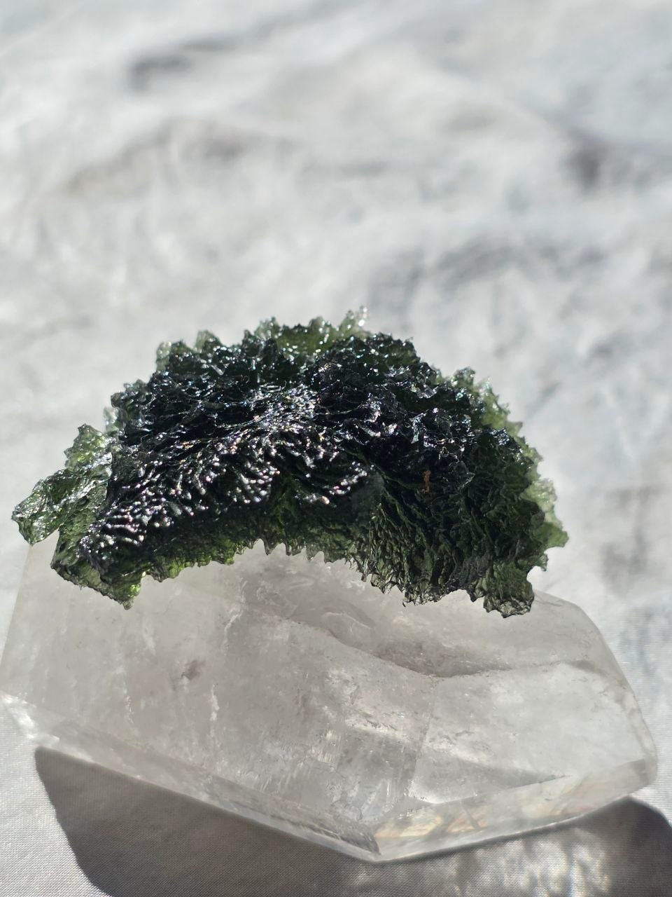 Large 25.16g natural green Moldavite from Malý Chlum, Czech Republic with deep sculpted surface