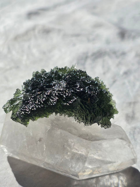 Large 25.16g natural green Moldavite from Malý Chlum, Czech Republic with deep sculpted surface