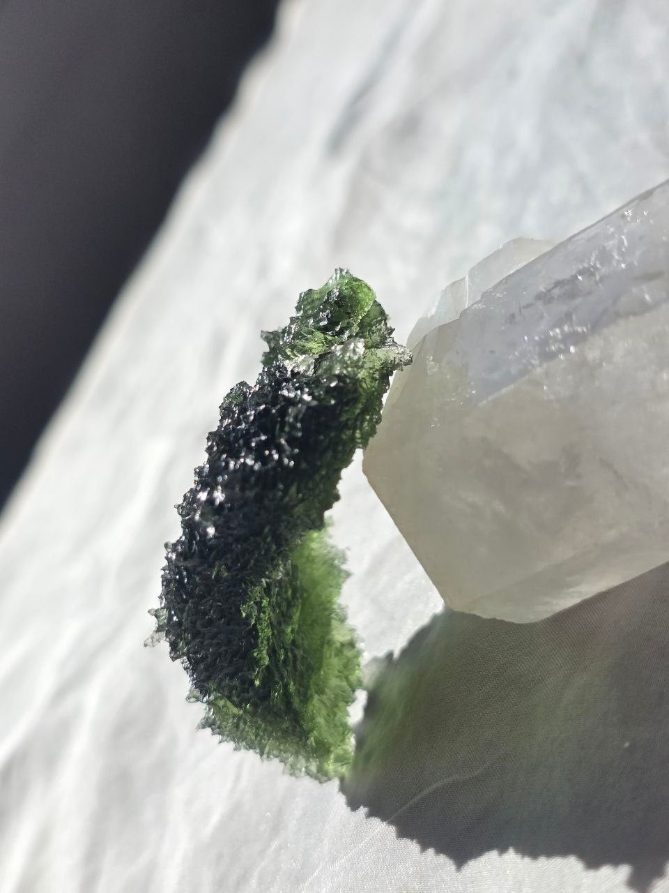 Large 25.16g natural green Moldavite from Malý Chlum, Czech Republic with deep sculpted surface