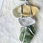 Moldavite, Libyan Desert Glass and Herkimer diamond pendant, 2.27g Moldavite from Chlum