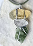 Moldavite, Libyan Desert Glass and Herkimer diamond pendant, 2.27g Moldavite from Chlum
